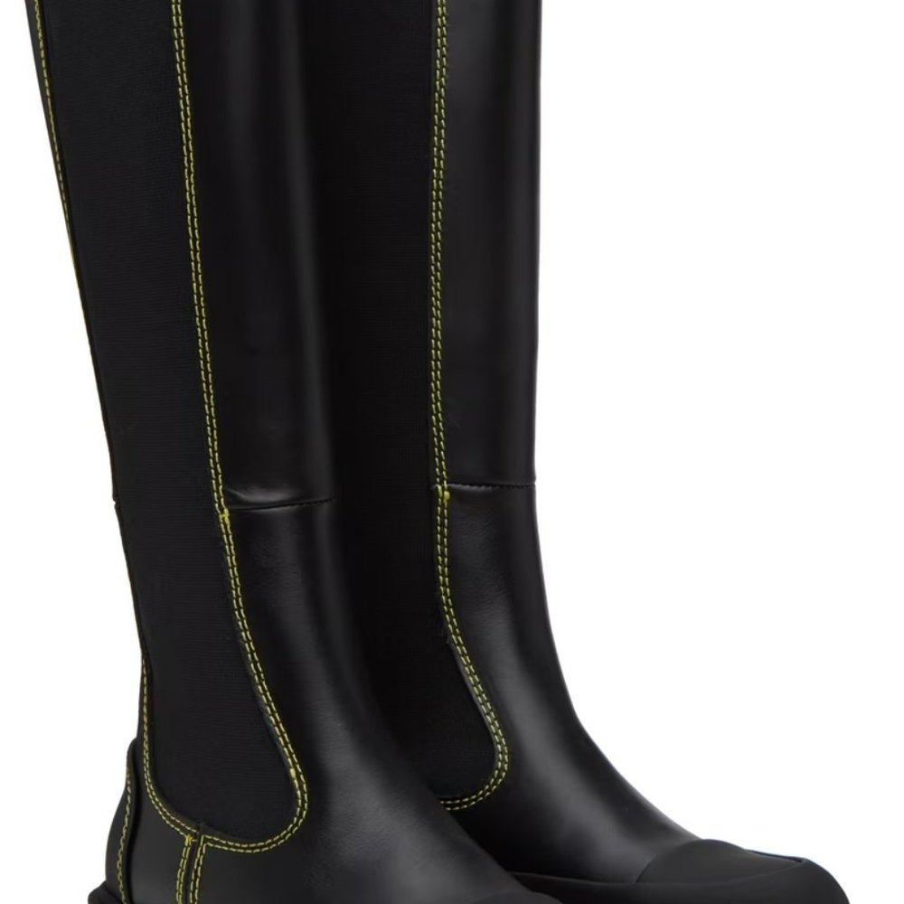 GANNI Black Stitched Chelsea Boots